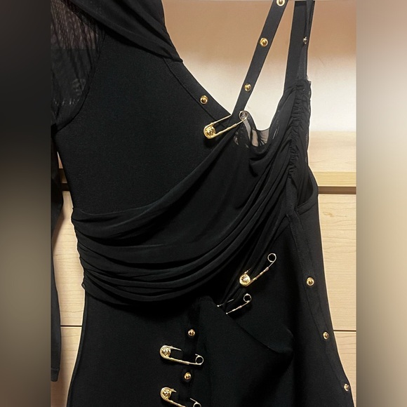 NWT Bella Barnett Arabella one shoulder bondage dress black/gold - XL - Picture 3 of 13